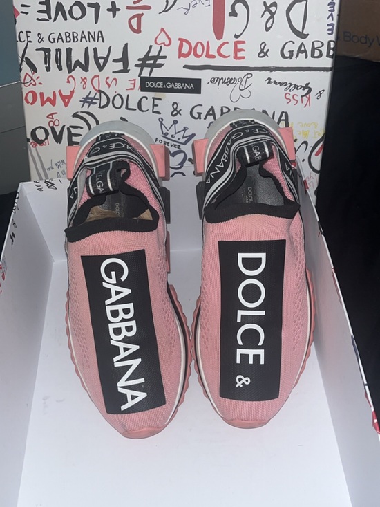 Dolce & Gabbana Shoes - Dolce & Gabbana Pink & Black Logo Slip-On Sneakers for Women